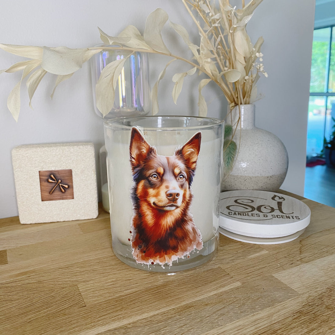Kelpie Dog Brown Portrait Xlarge Candle_Sol Candles &amp; Scents