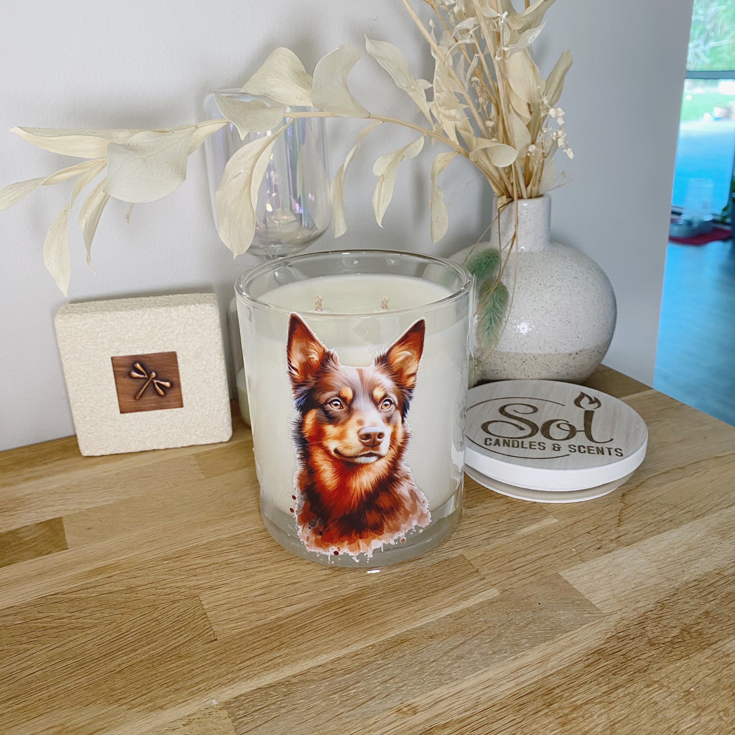 Kelpie Dog Brown Portrait Xlarge Candle
