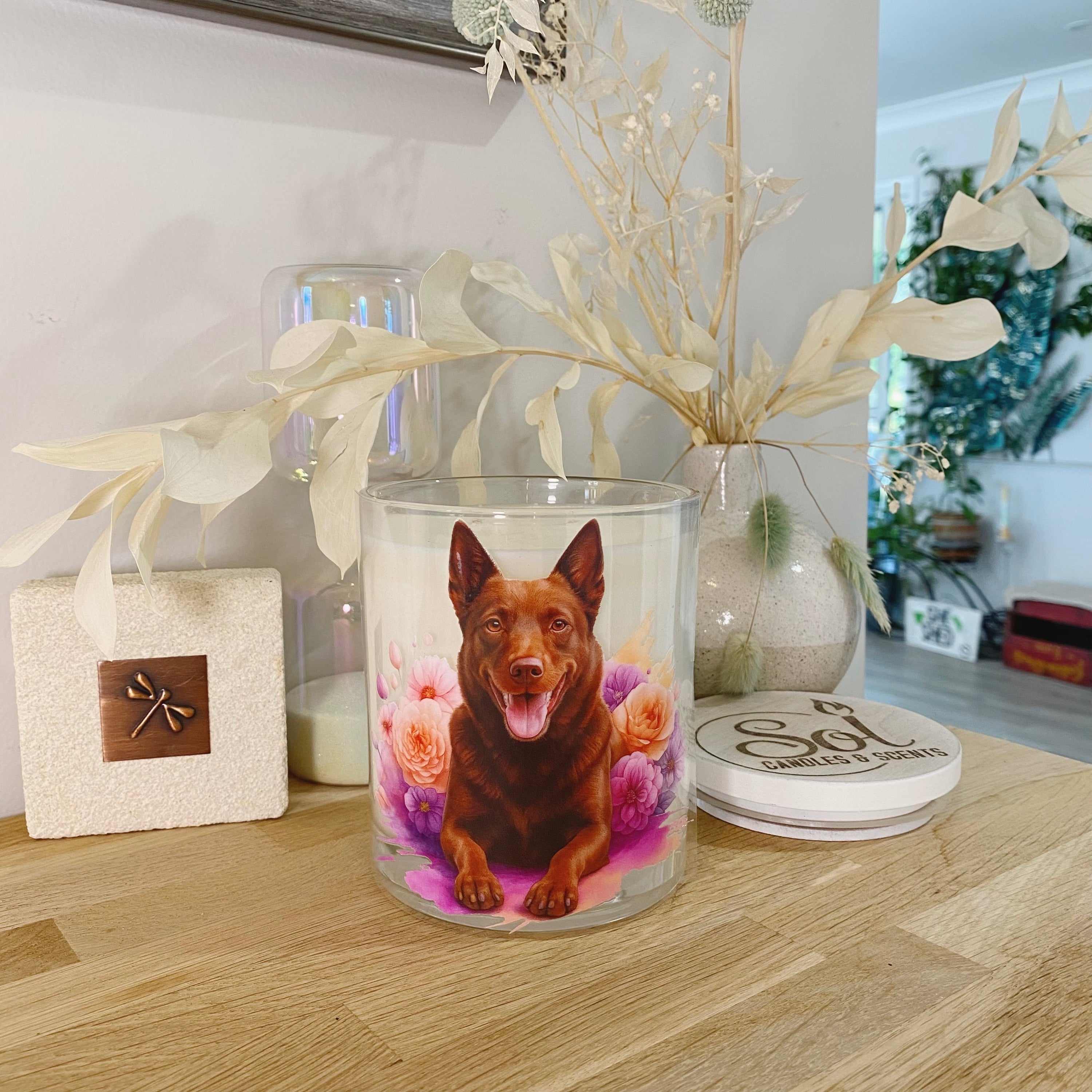 Kelpie Red Laying Down Xlarge Candle_Sol Candles &amp; Scents