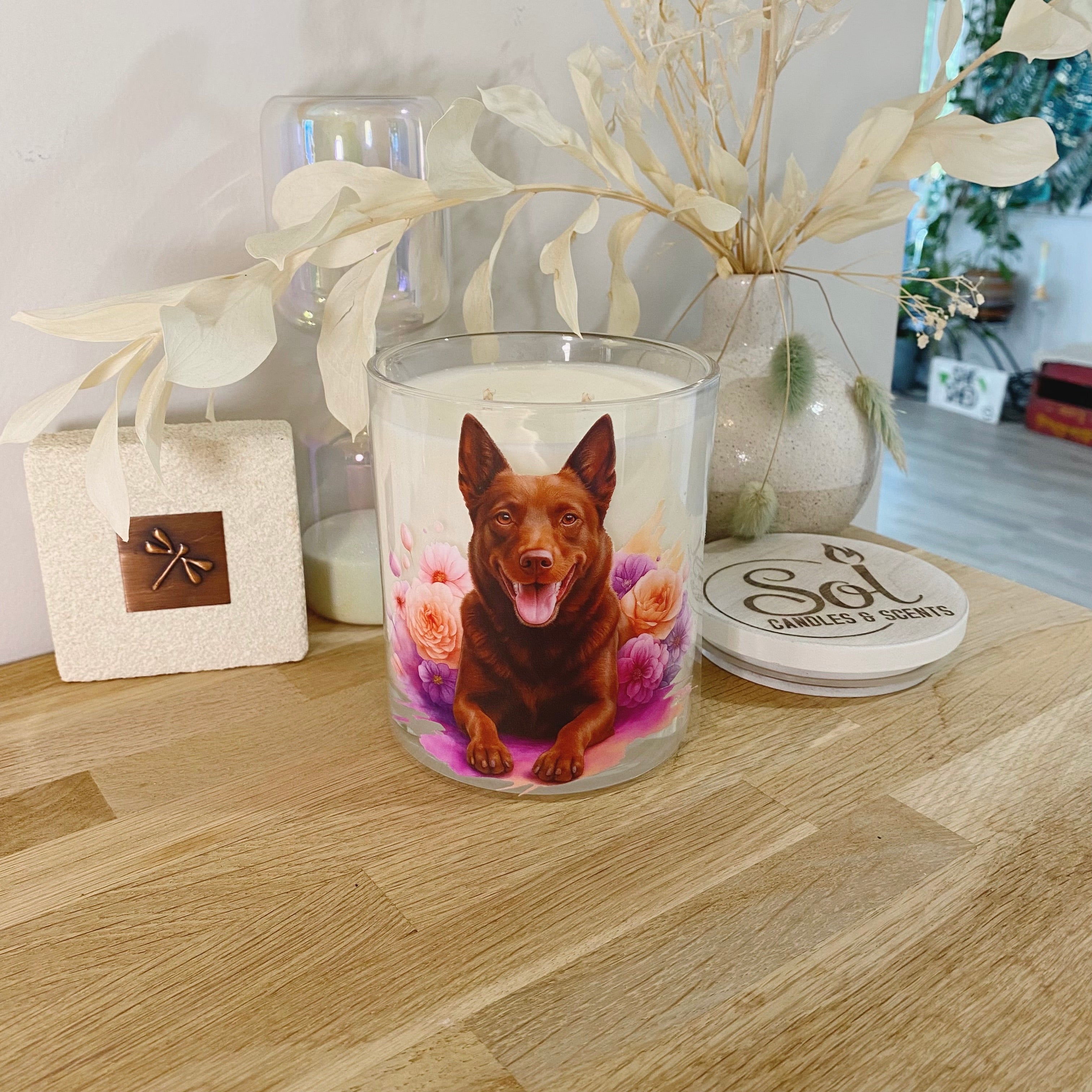Kelpie Dog Red Laying Down Xlarge Candle_Red Dog_Made in Queensland_Refillable