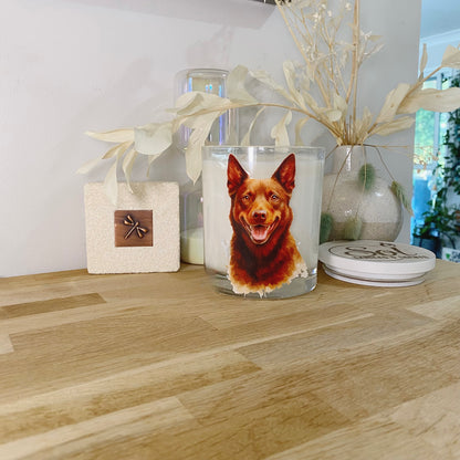 Kelpie Dog Red Watercolour Xlarge Candle_Red Dog_Australian Made
