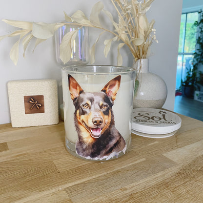 Kelpie Watercolour Portrait Xlarge Candle_Sol Candles &amp; Scents