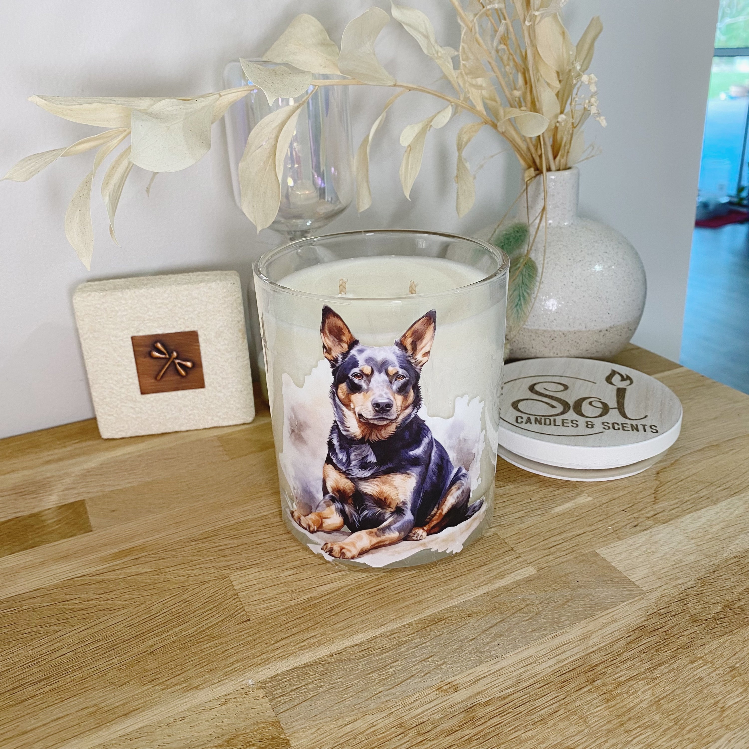 Kelpie Watercolour Sitting Xlarge Candle
