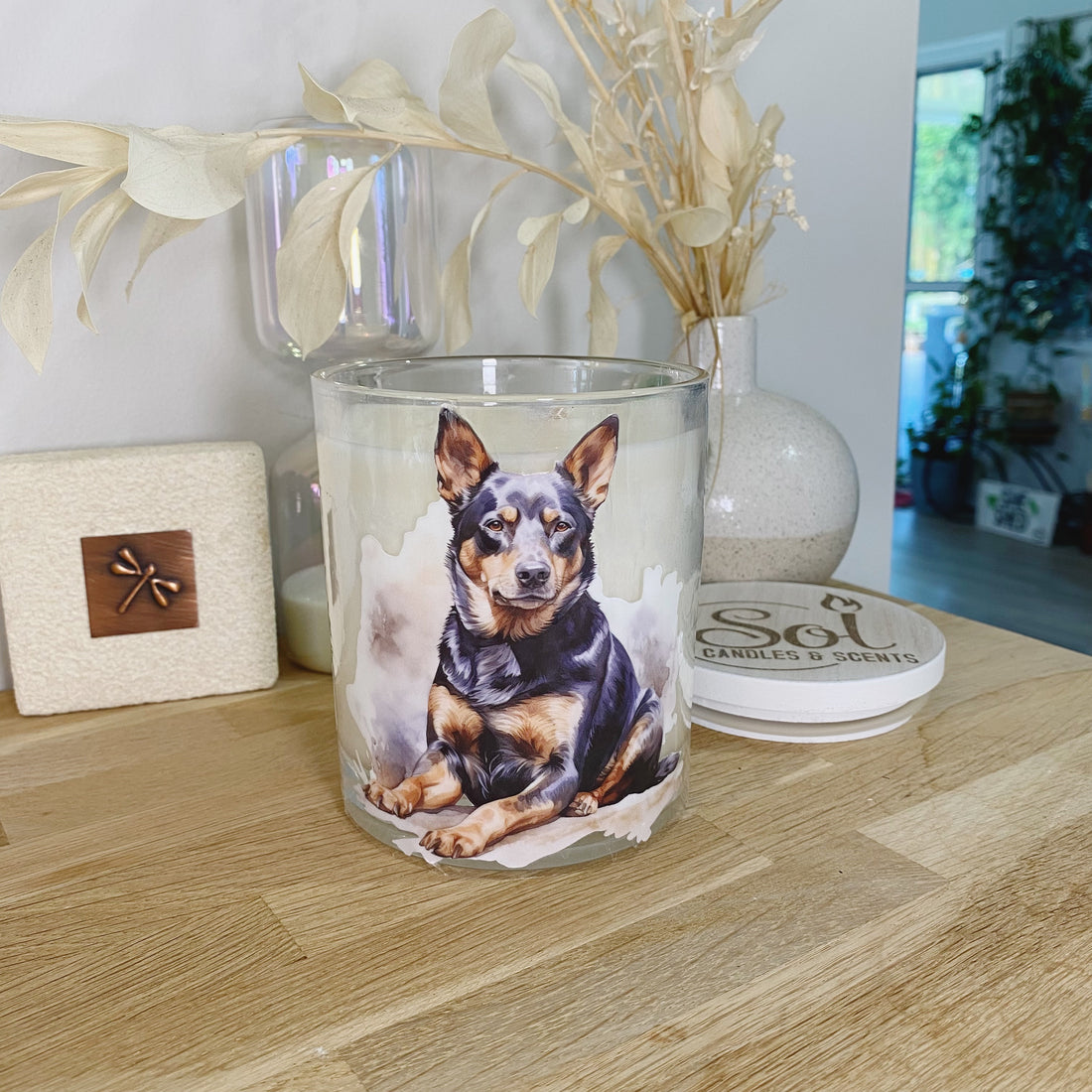 Kelpie Watercolour Sitting Xlarge Candle