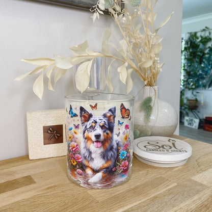 Koolie Laying Down Floral Xlarge Candle