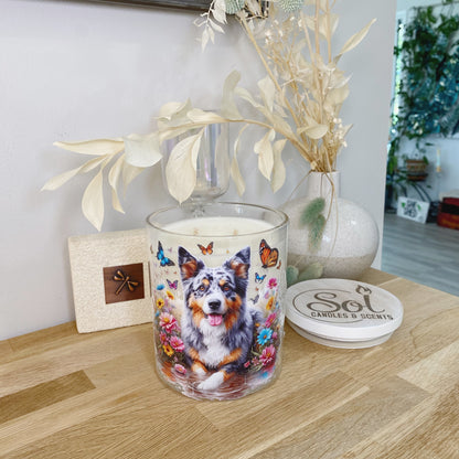 Koolie Laying Down Floral Xlarge Candle