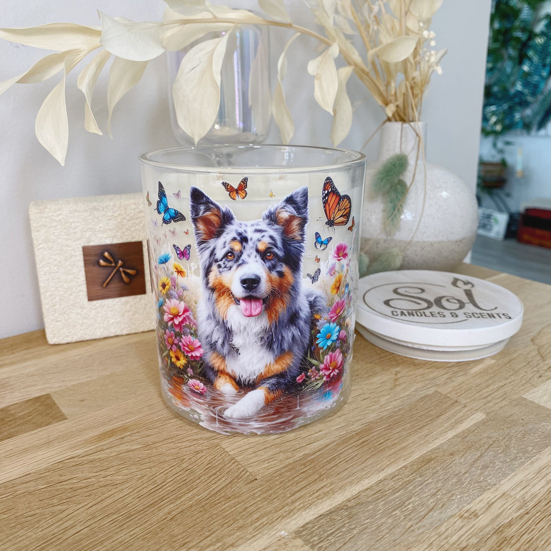 Koolie Laying Down Floral Xlarge Candle_Sol Candles &amp; Scents