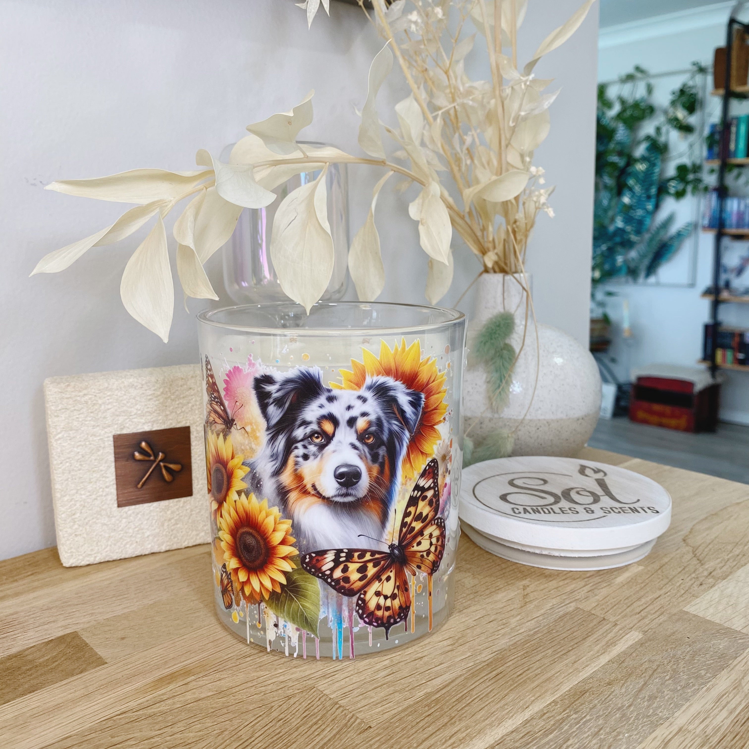 Koolie Sunflower Butterfly Xlarge Candle