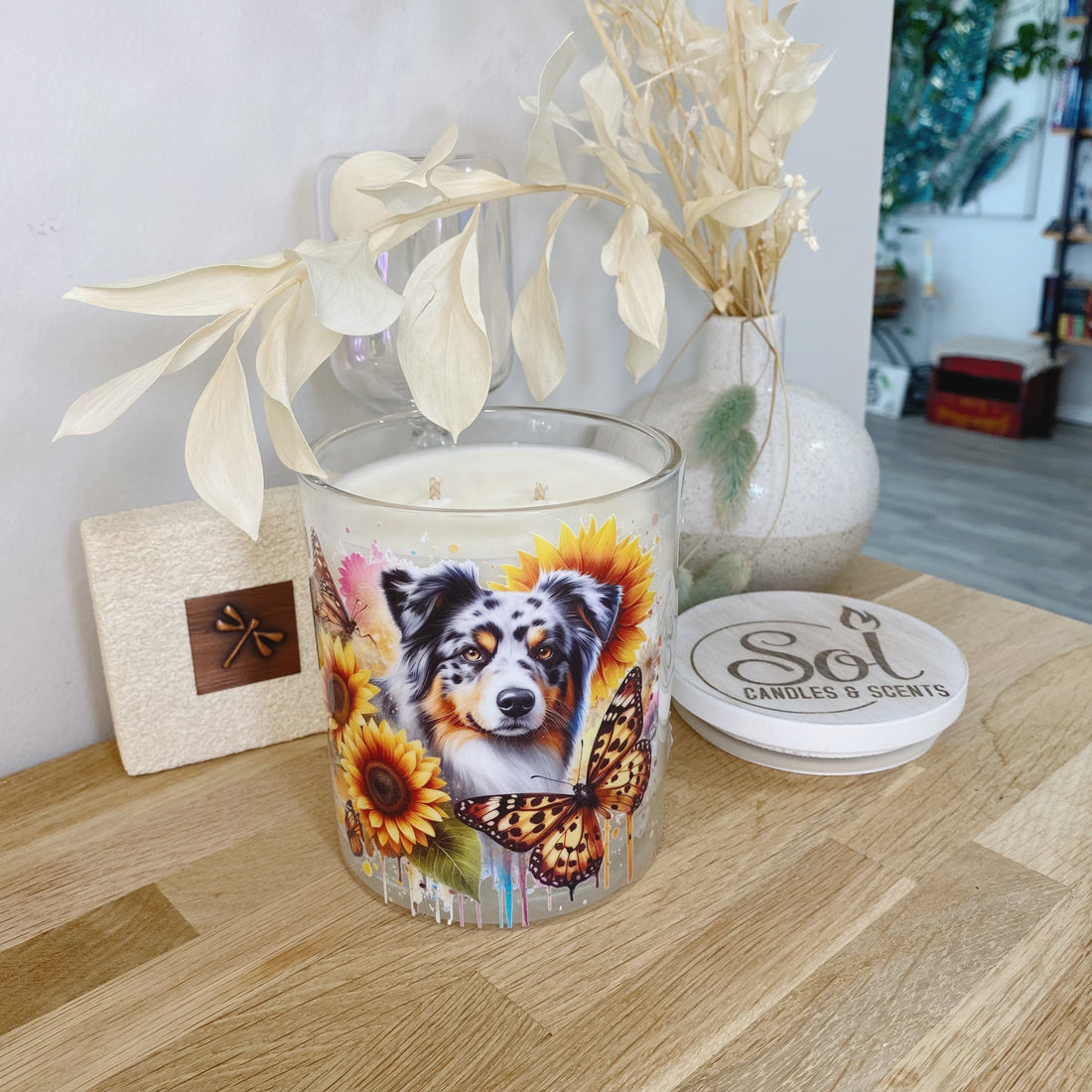 Koolie Sunflower Butterfly Xlarge Candle