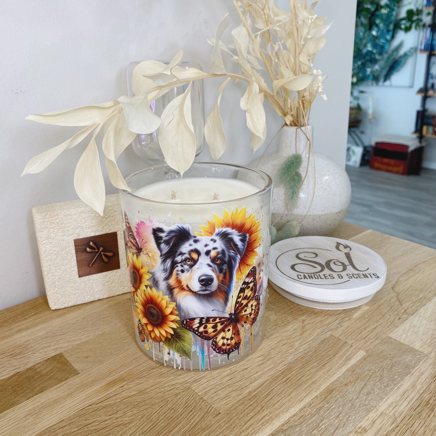 Koolie Sunflower Butterfly Xlarge Candle