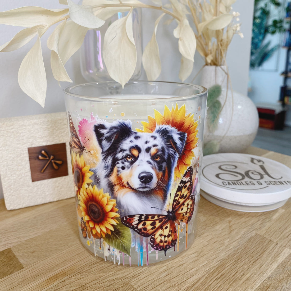 Koolie Sunflower Butterfly Xlarge Candle_Sol Candles &amp; Scents