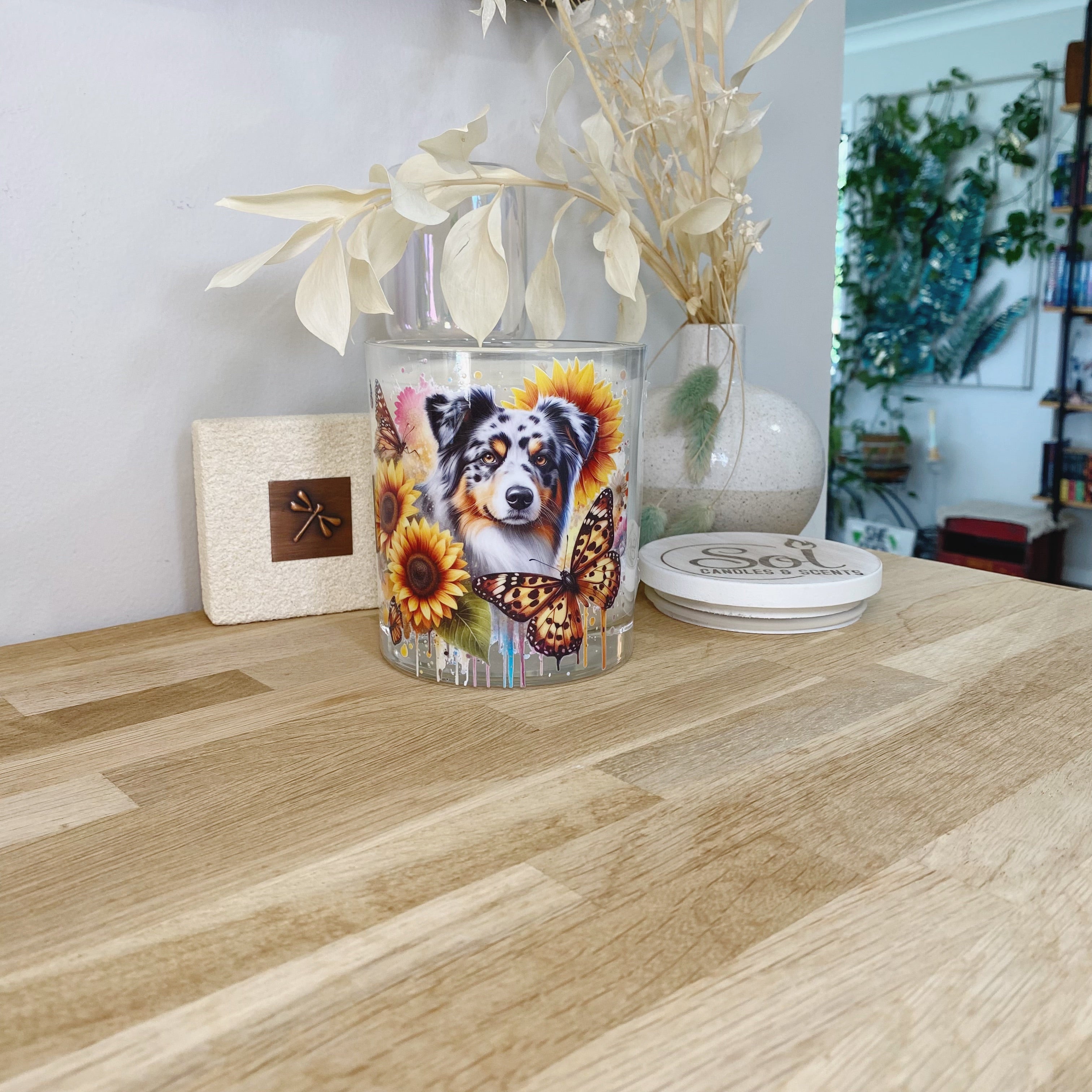Koolie Sunflower Butterfly Xlarge Candle