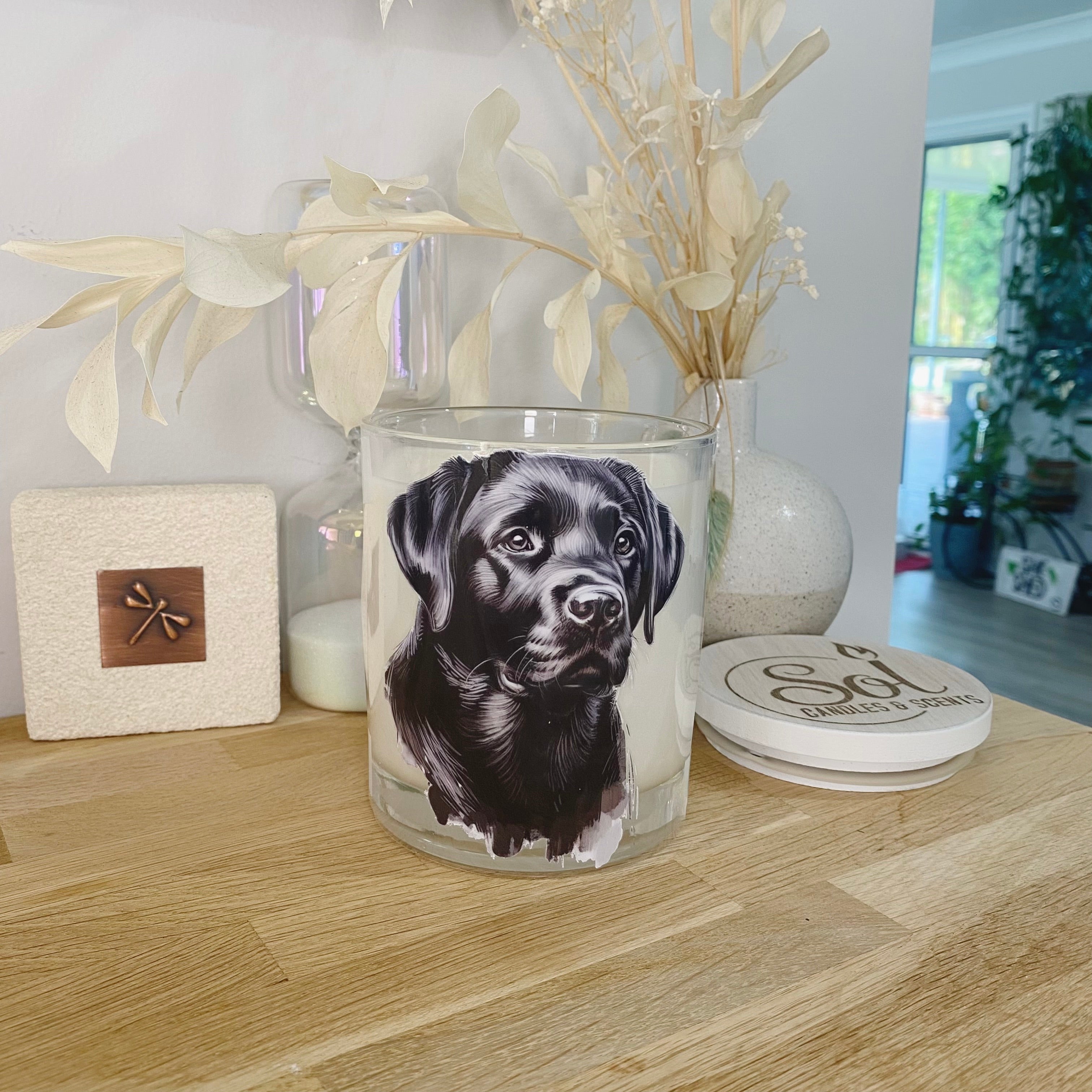 Labrador Black Dog Portrait Xlarge Candle