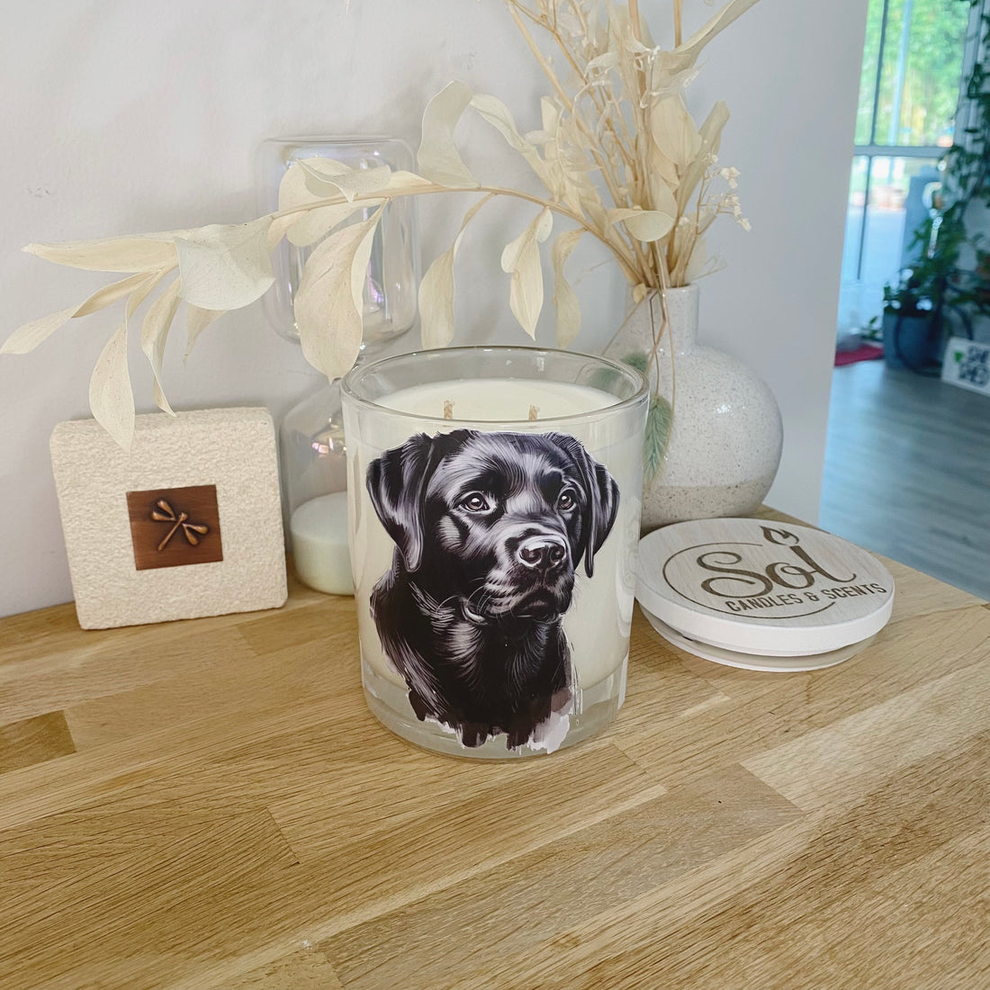 Labrador Black Dog Portrait Xlarge Candle