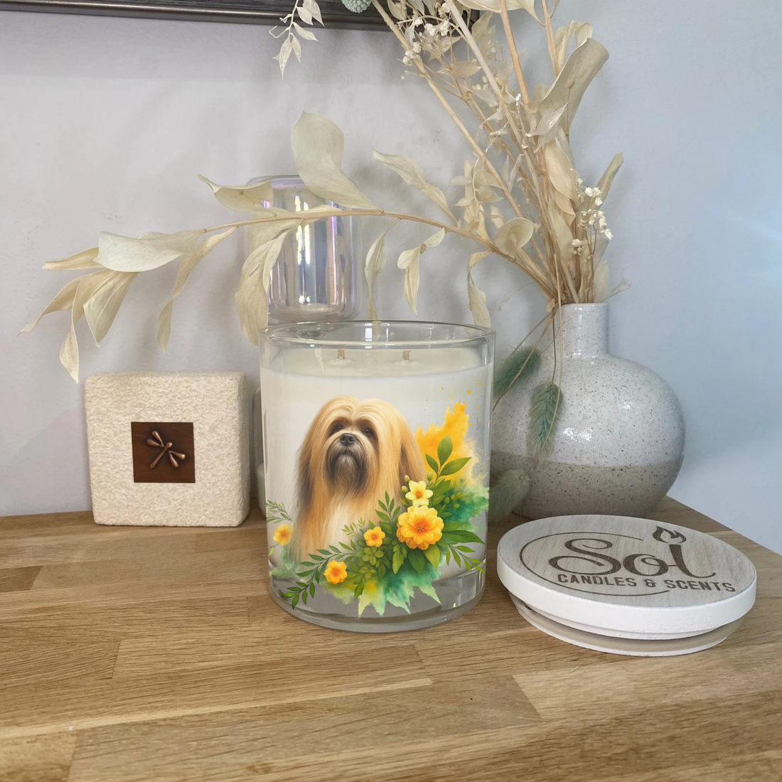 Lhasa Apso Yellow Xlarge Candle