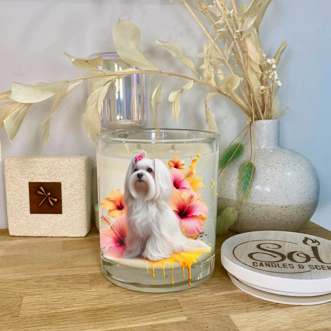 Maltese Dog Hibiscus Sol Candles Scents