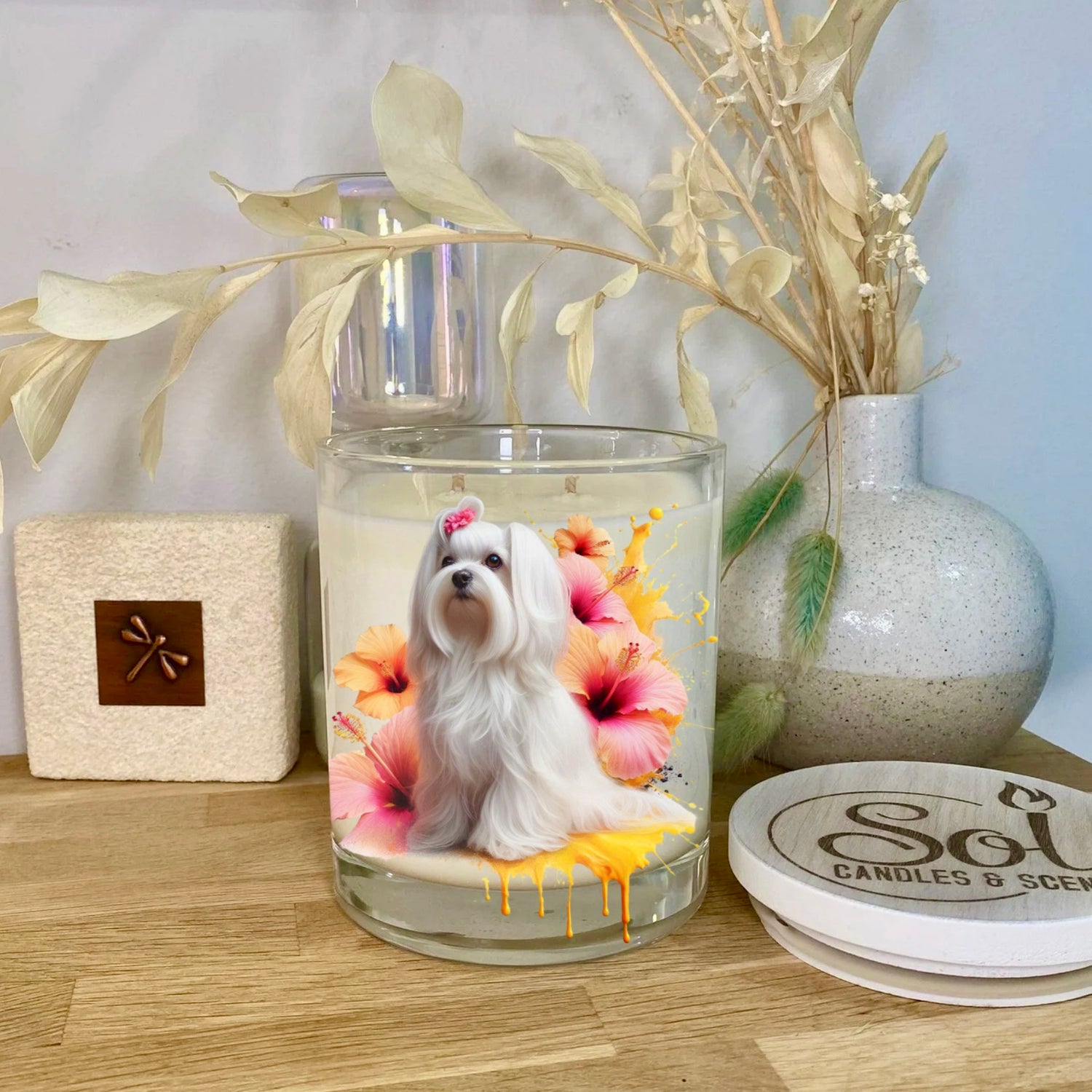Maltese Dog Hibiscus Sol Candles Scents