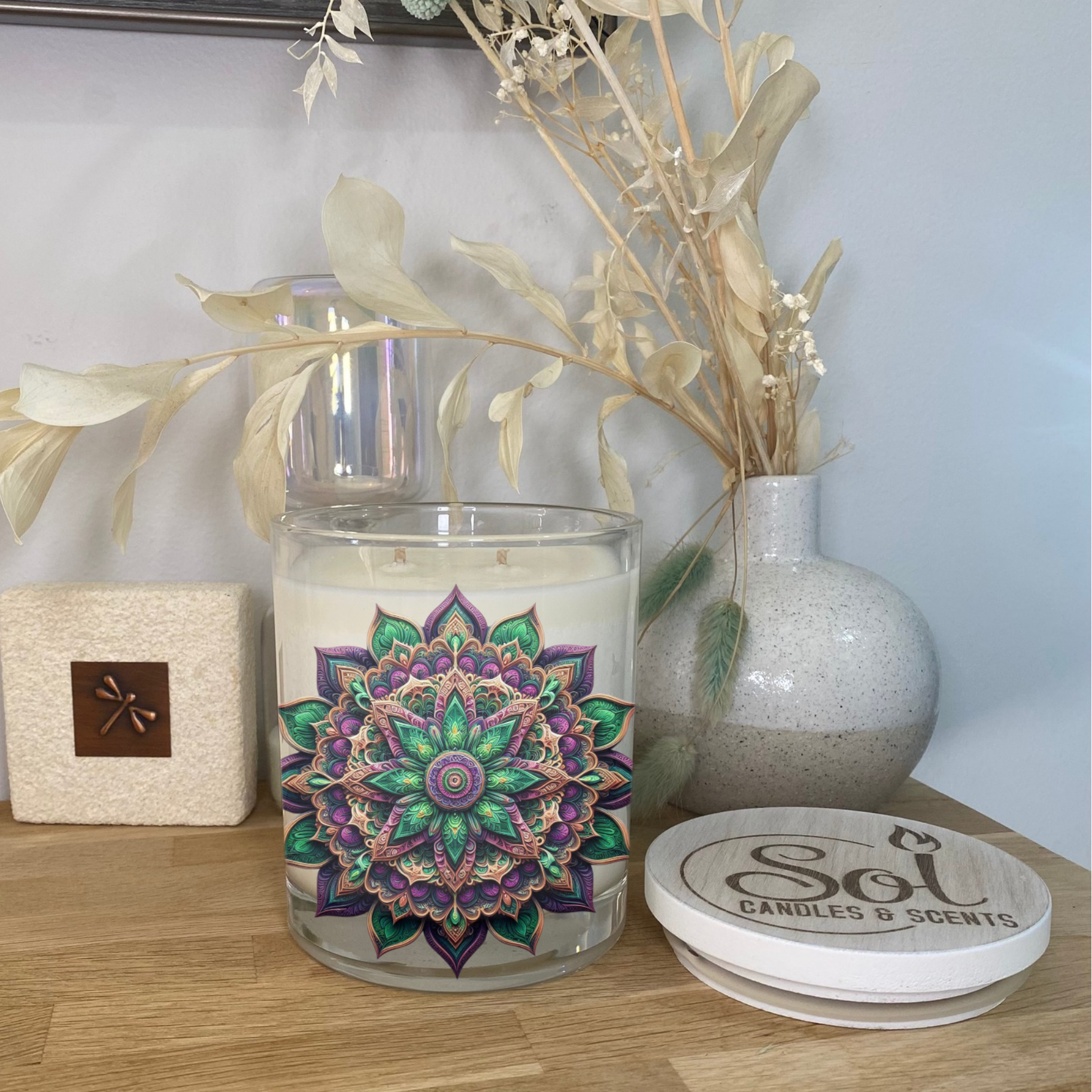 Mandala Purple Lotus Xlarge Candle_Refillable_Made in Australia