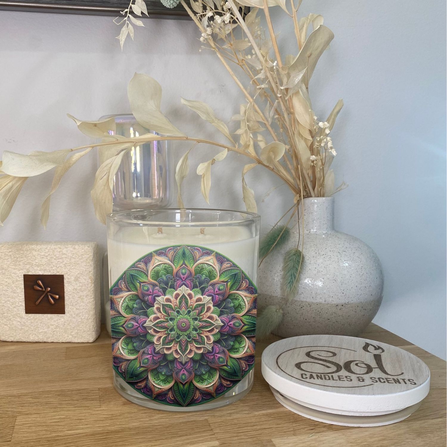 Mandala Purple Round Xlarge Candle_Refillable_Made in Australia