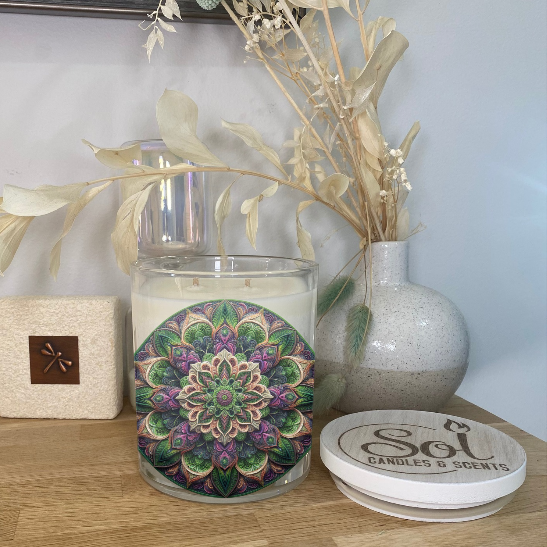 Mandala Purple Round Xlarge Candle_Refillable_Made in Australia