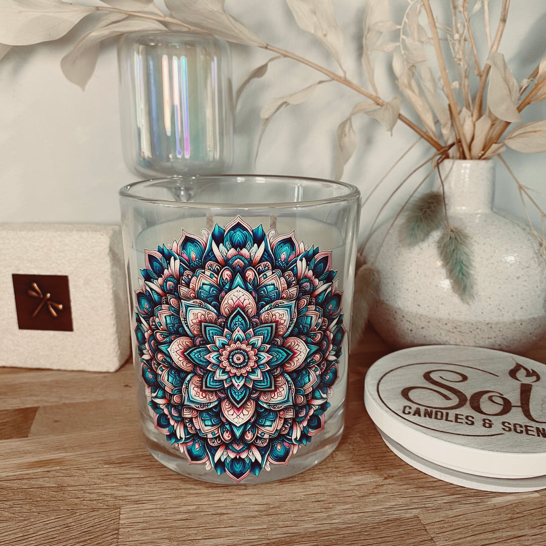 Mandala Blue Pink Xlarge Candle