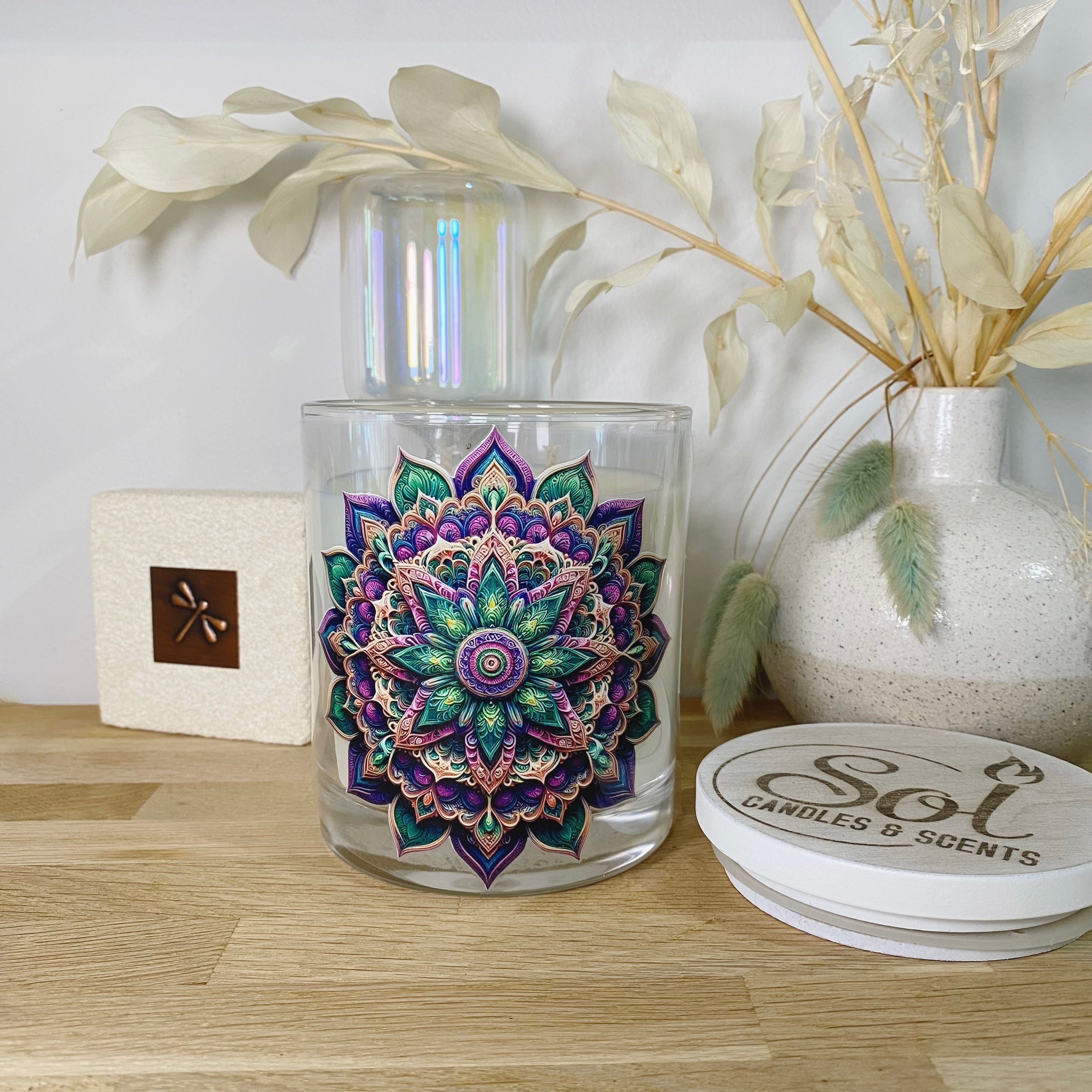 Mandala Purple Lotus Xlarge Candle_Sol Candles &amp; Scents