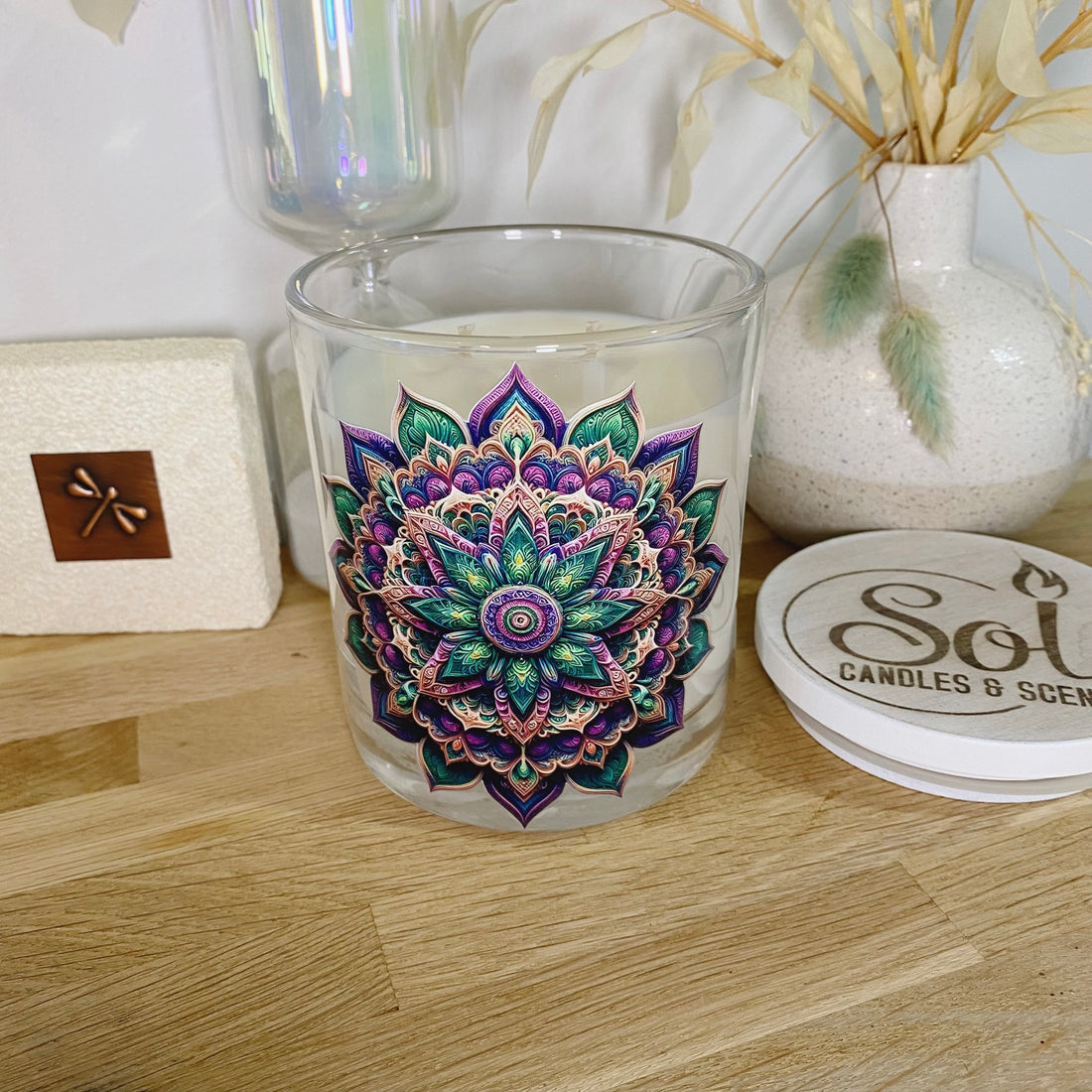 Mandala Purple Lotus Xlarge Candle_Sol Candles &amp; Scents_Refillable