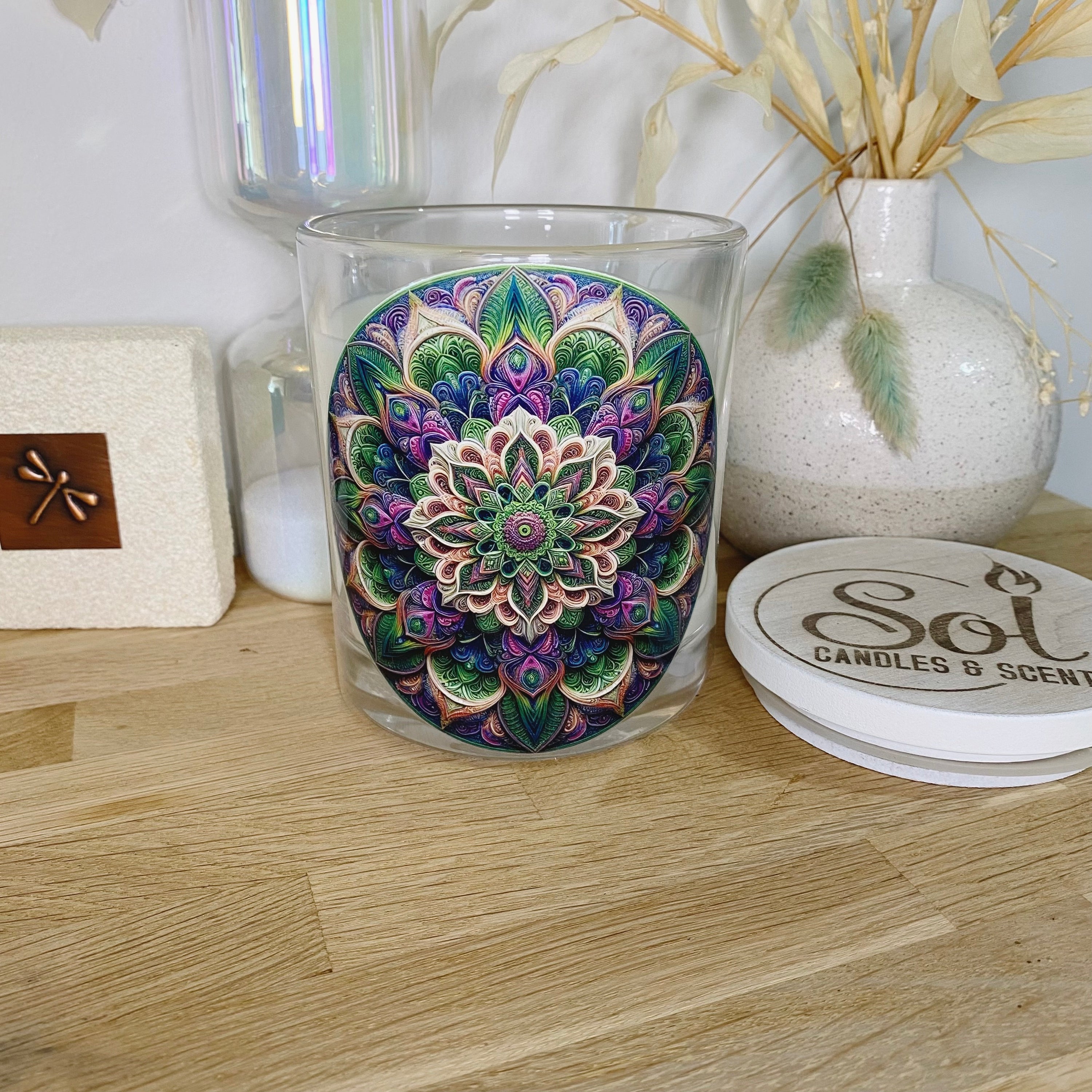 Mandala Purple Round Xlarge Candle_Sol Candles &amp; Scents