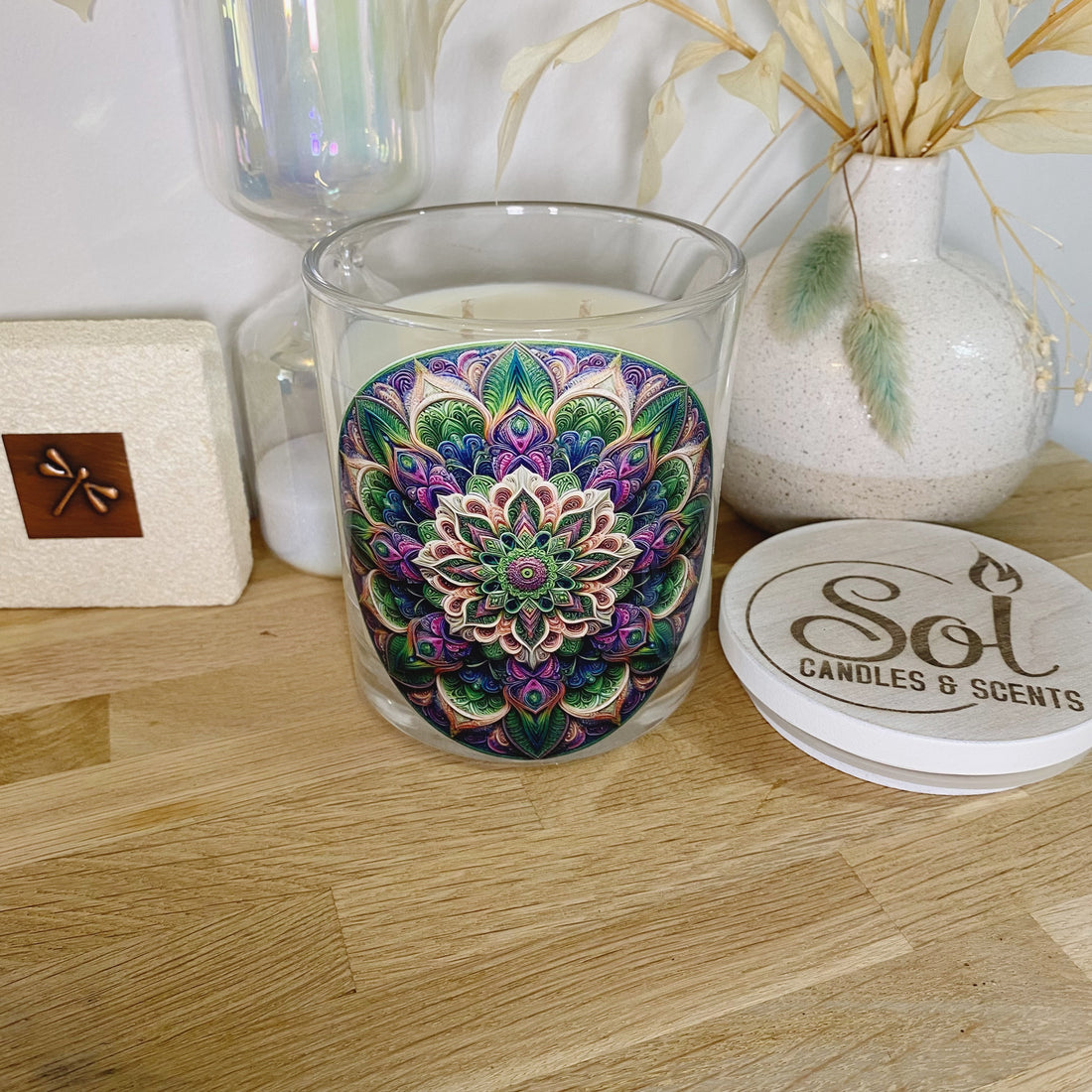 Mandala Purple Round Xlarge Candle_Sol Candles &amp; Scents_Refillable