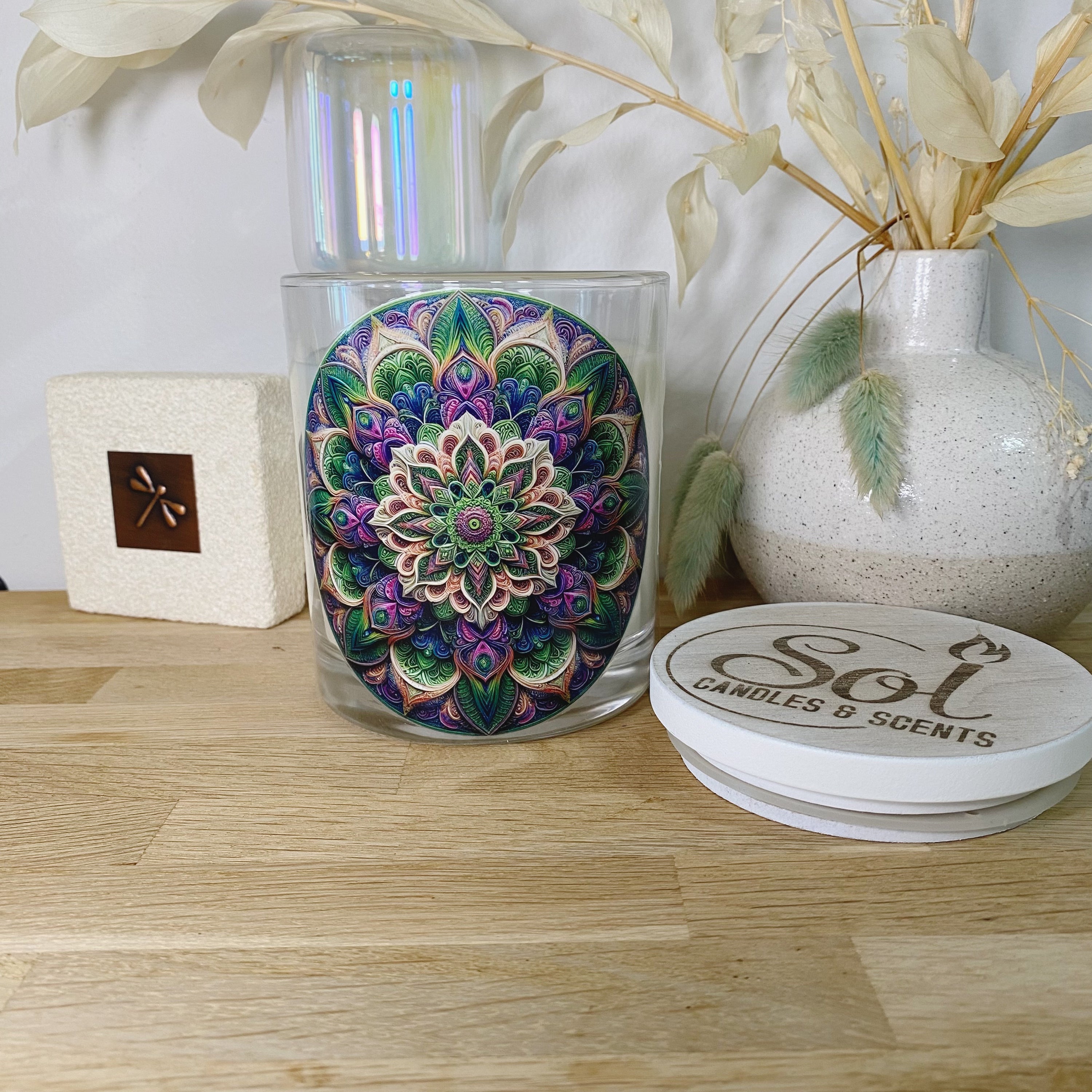 Mandala Purple Round Xlarge Candle_Sol Candles &amp; Scents_Made in Australia