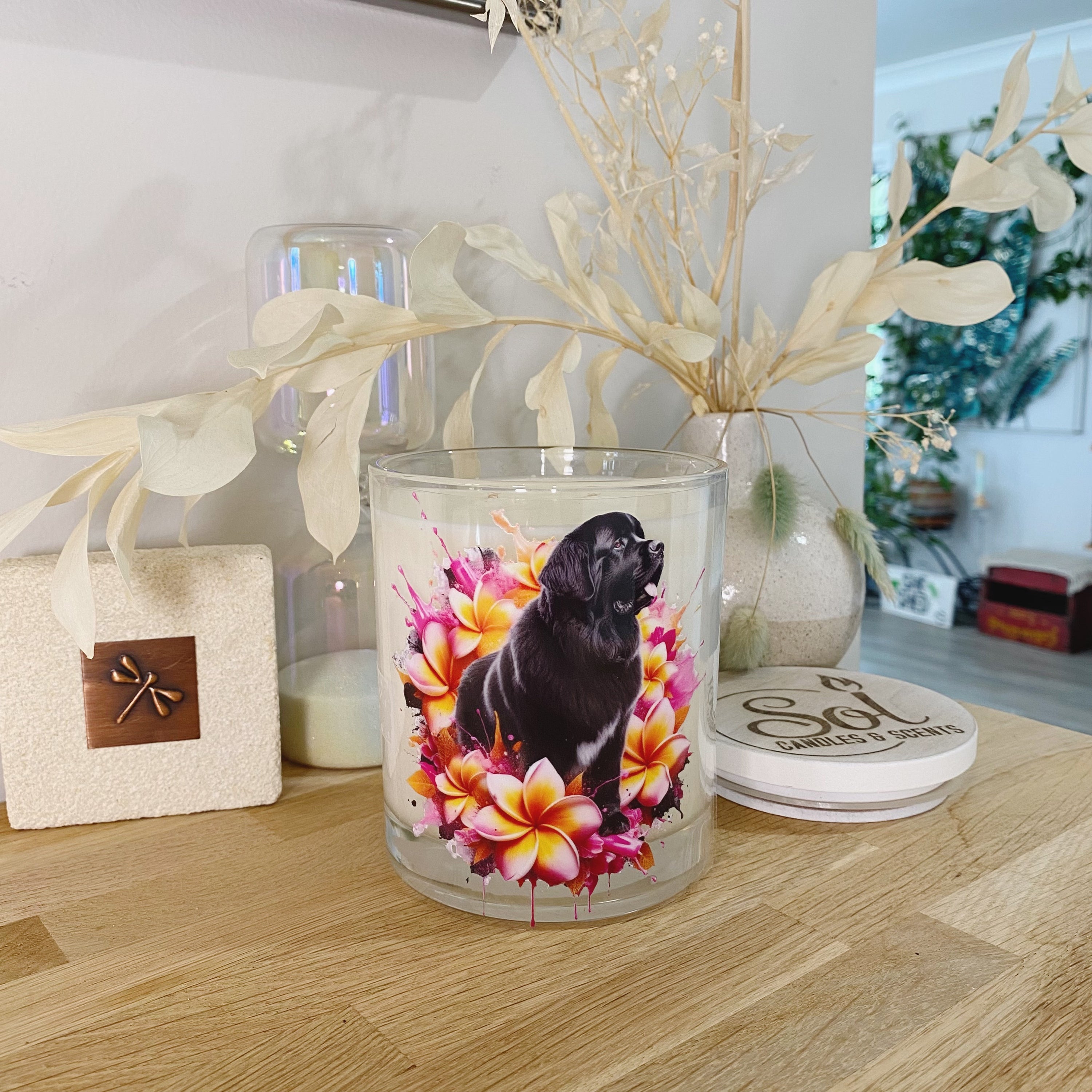 New Founderland Black Dog Floral Xlarge Candle_Refillable