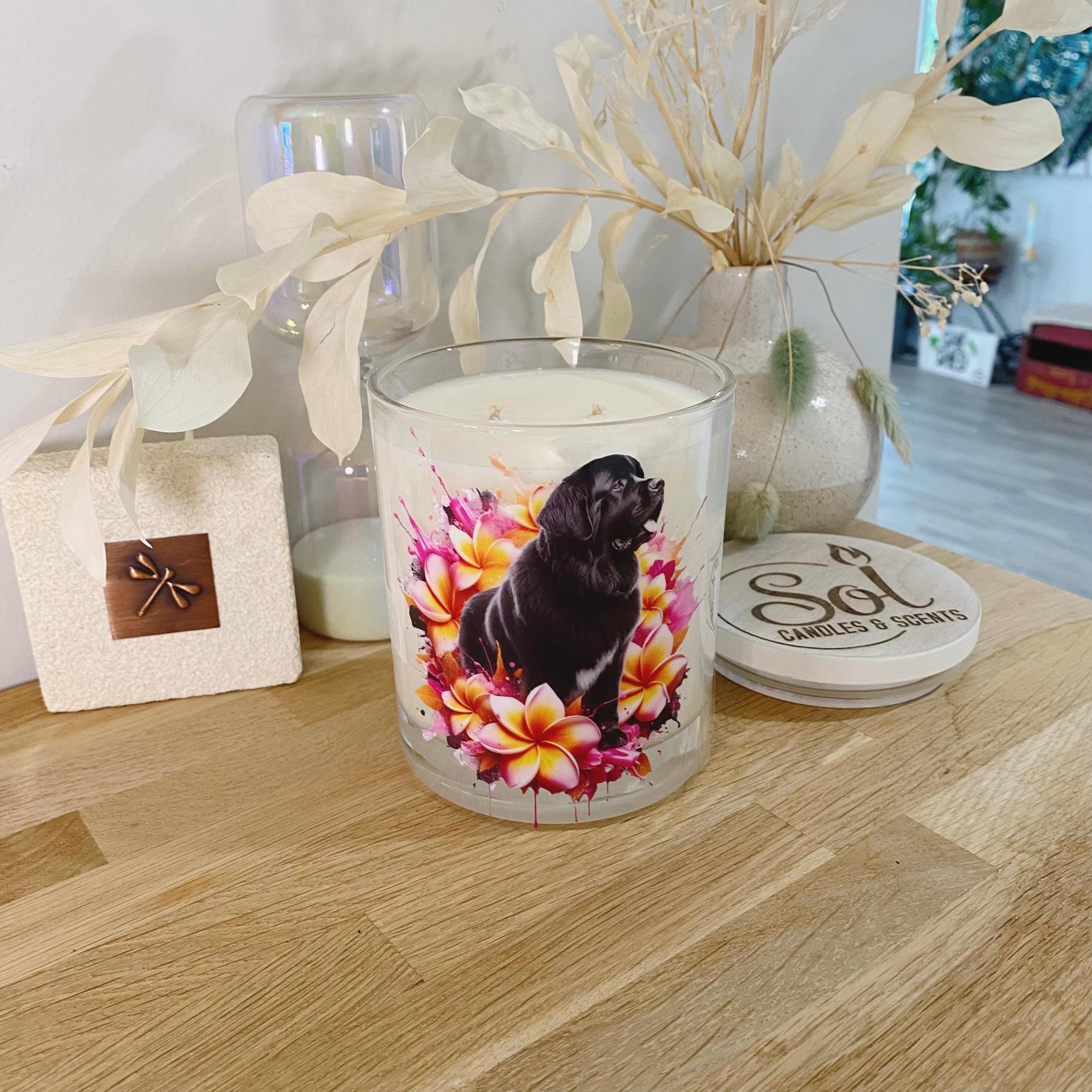 New Founderland Black Dog Floral Xlarge Candle_Refillable