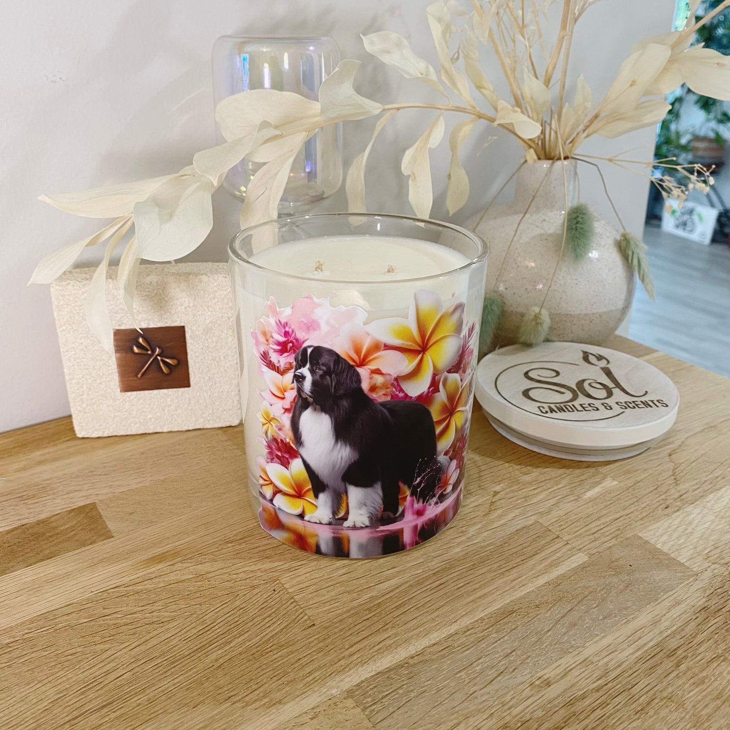 New Founderland Dog Black and White Floral Xlarge Candle_ Refillable_Made in Australia