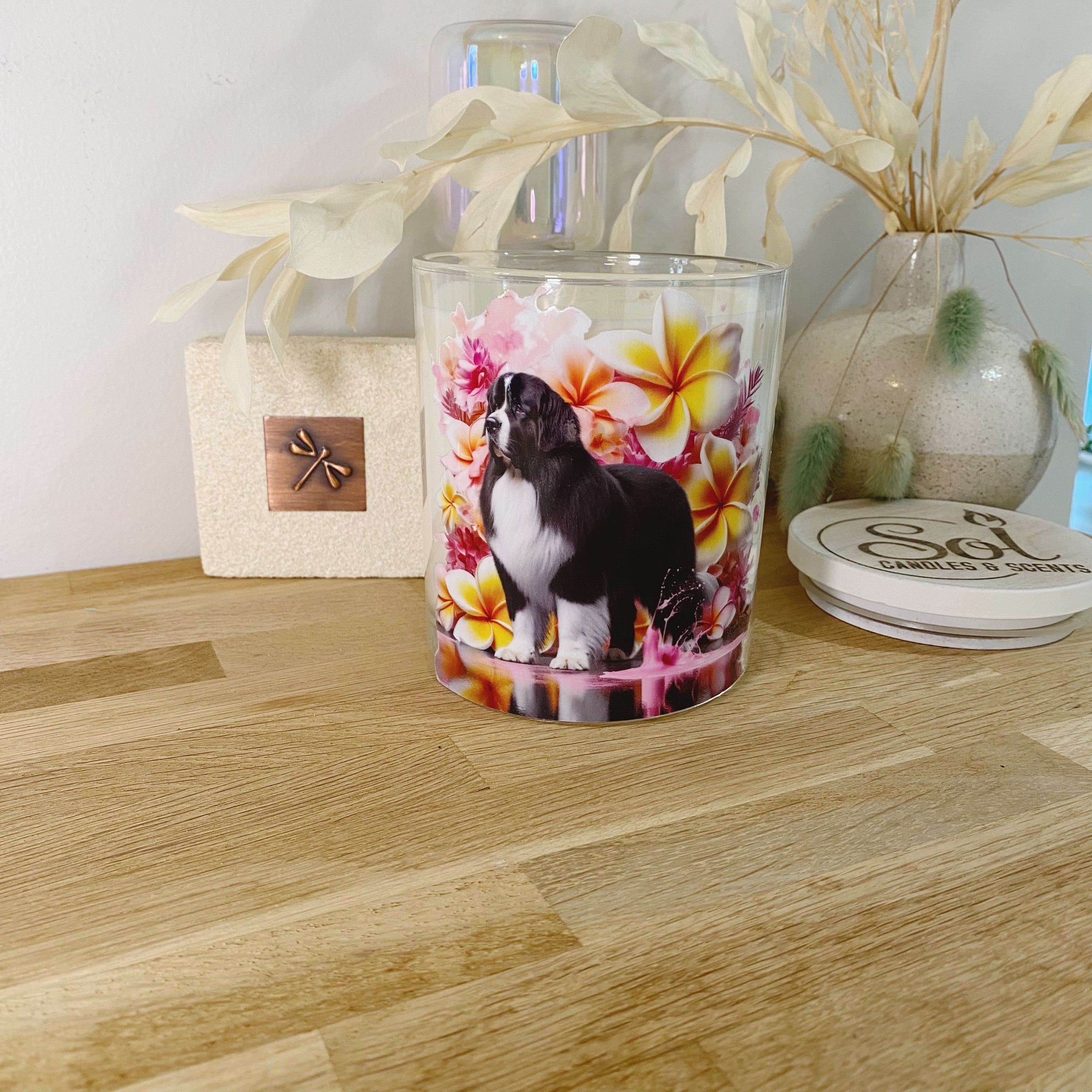 New Founderland Dog Black and White Floral Xlarge Candle_ Refillable_Made in Australia