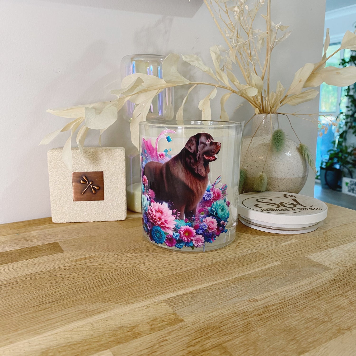 New Founderland Chocolate Dog Floral Xlarge Candle_Refillable