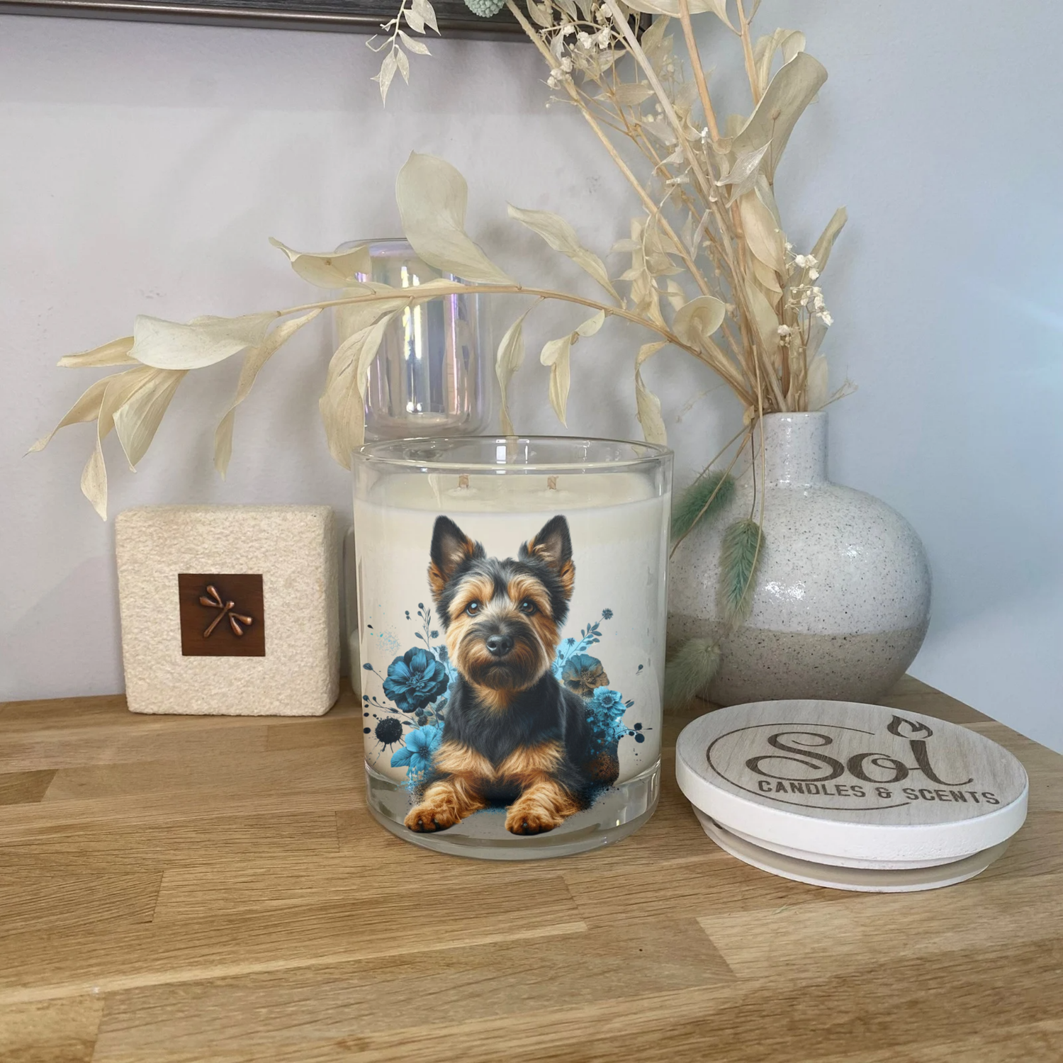 Norwich Terrier Blue Dog Xlarge Candle