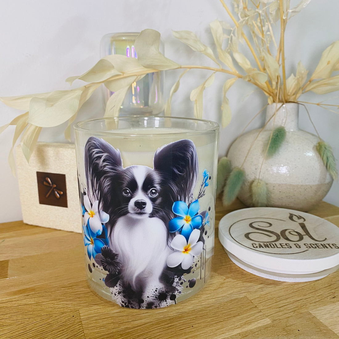 Papillon Black Dog Xlarge Candle_Refillable