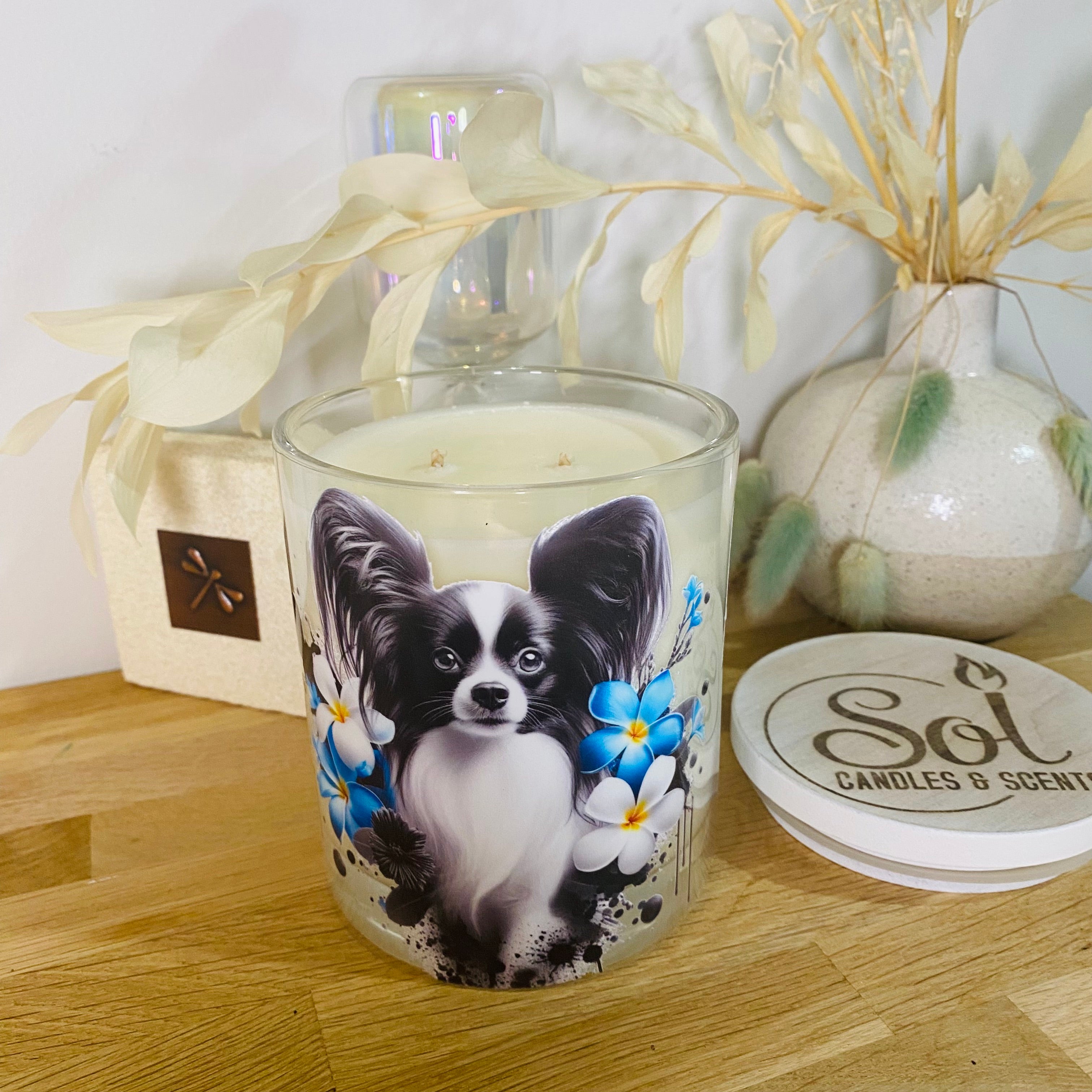 Papillon Black Dog Xlarge Candle_Made in Queensland