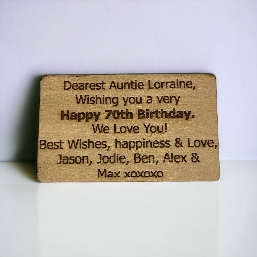 Personalised Wooden Note/Gift Card