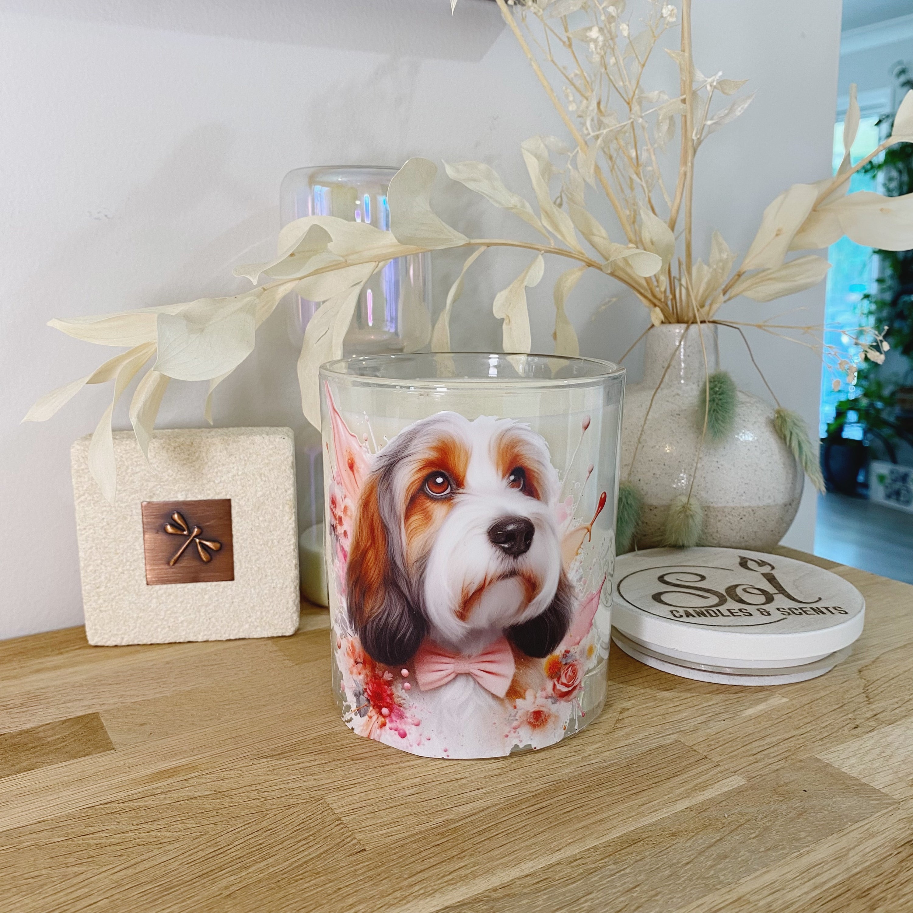 Petit Basset Griffon Vendeen Peach Xlarge Candle_Sol Candles &amp; Scents