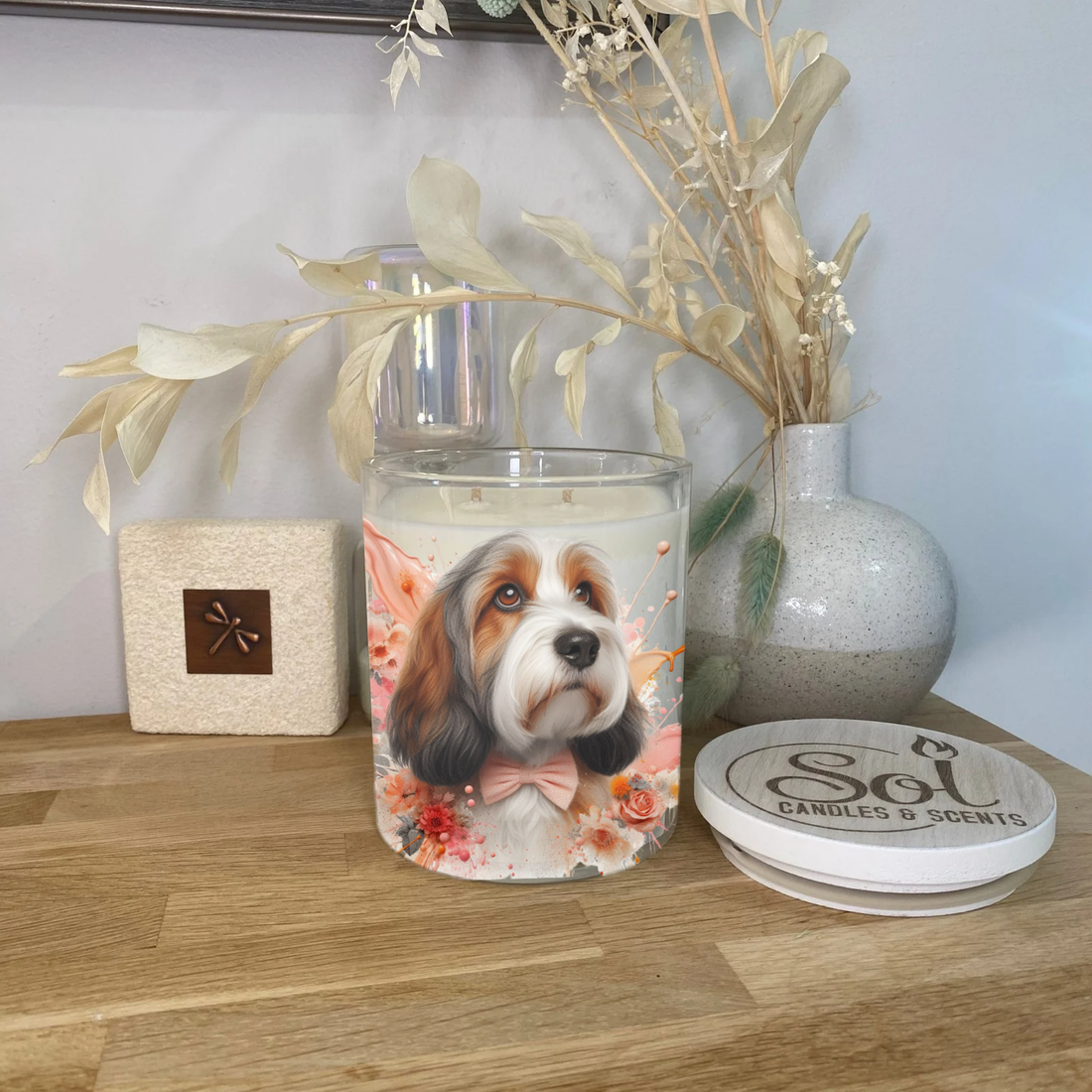 Petit Basset Griffon Vendeen Peach Xlarge Candle_Sol Candles &amp; Scents