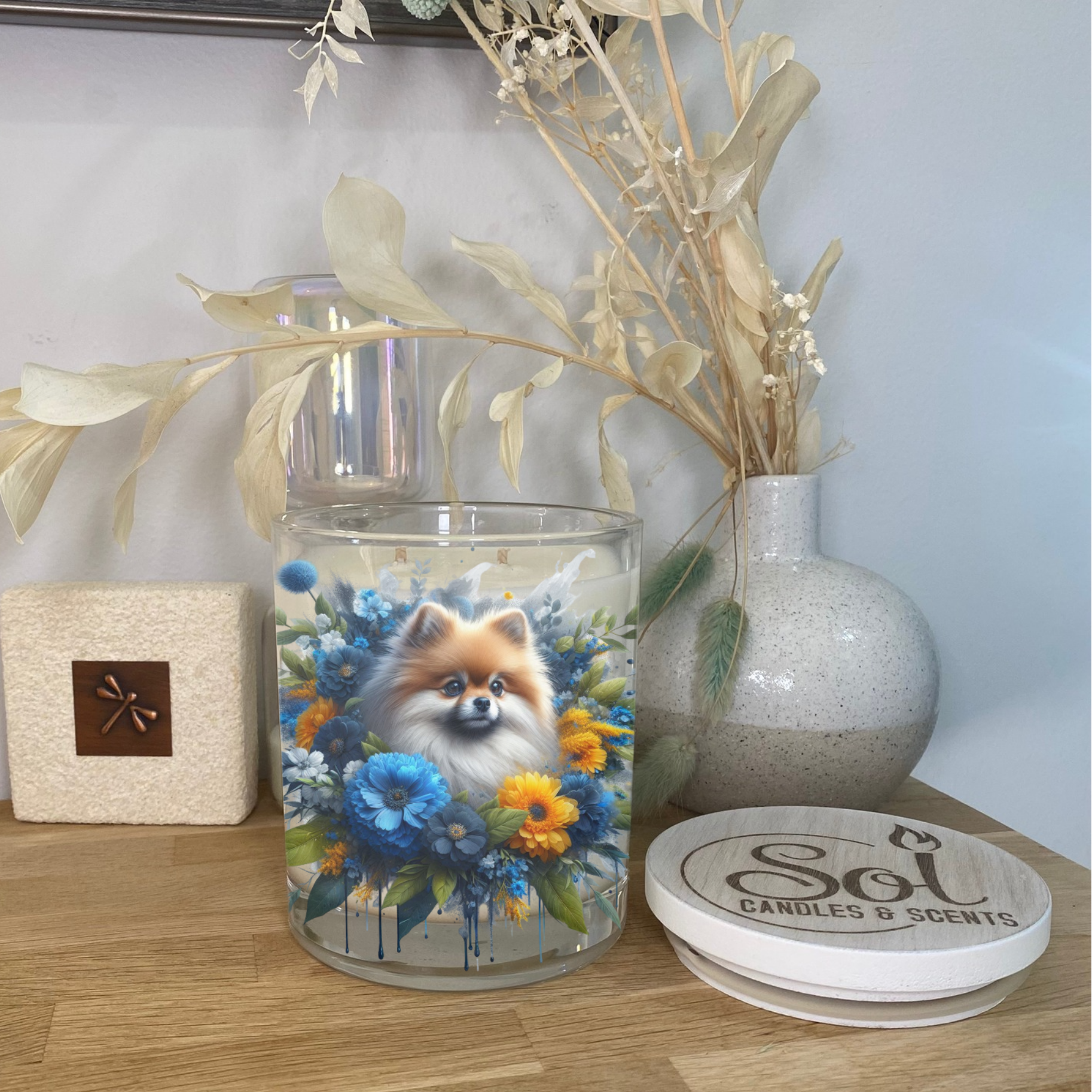 Pomeranian Blue Dog Xlarge Candle_Refillable_Made in Australia
