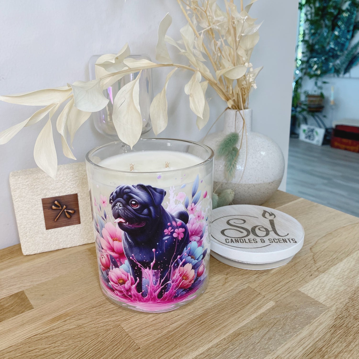 Pug Black Standing Xlarge Candle