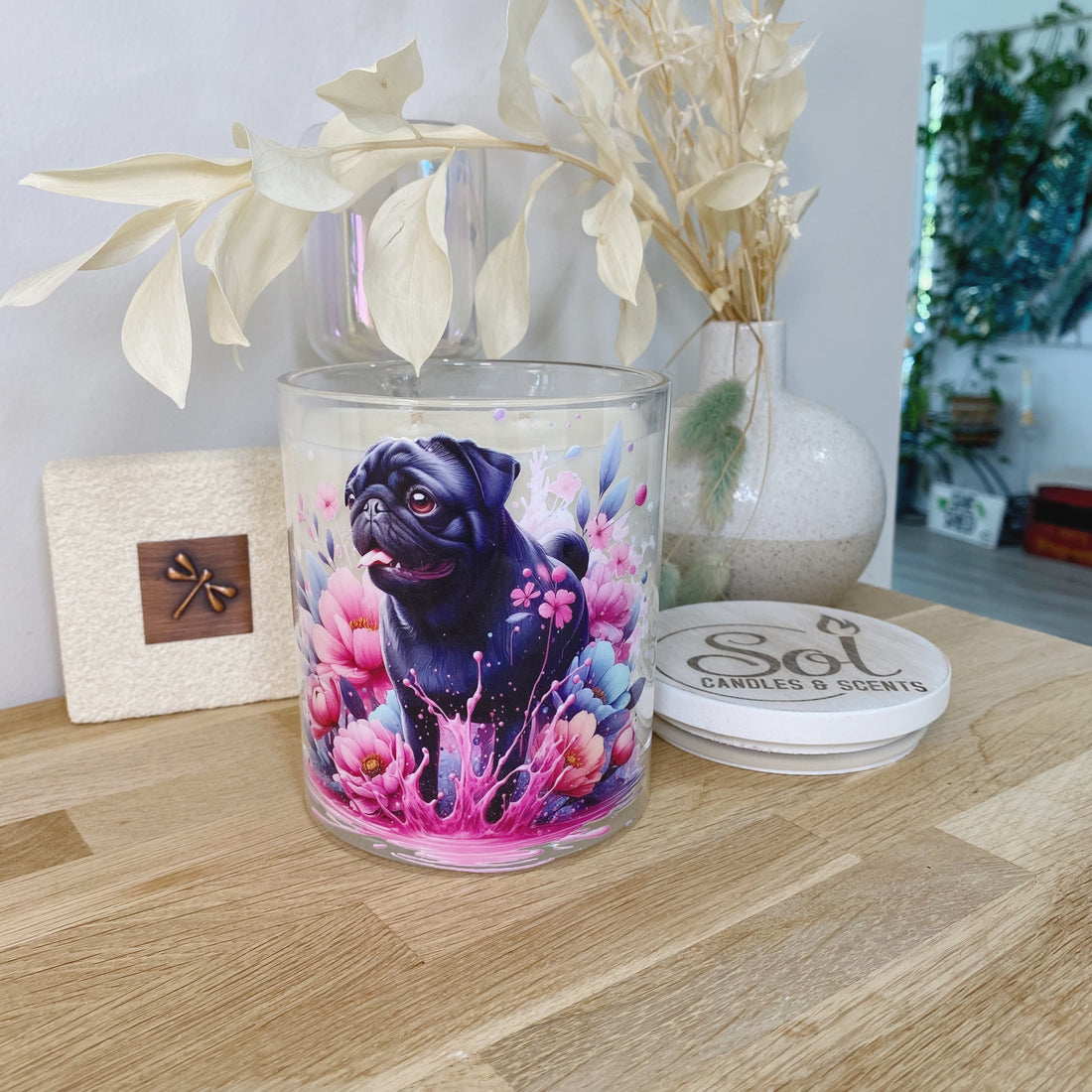 Pug Black Standing Xlarge Candle