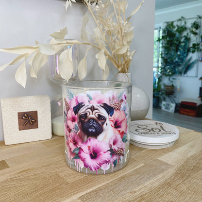 Pug Fawn Hibiscus Xlarge Candle