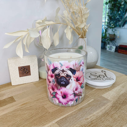 Pug Fawn Hibiscus Xlarge Candle