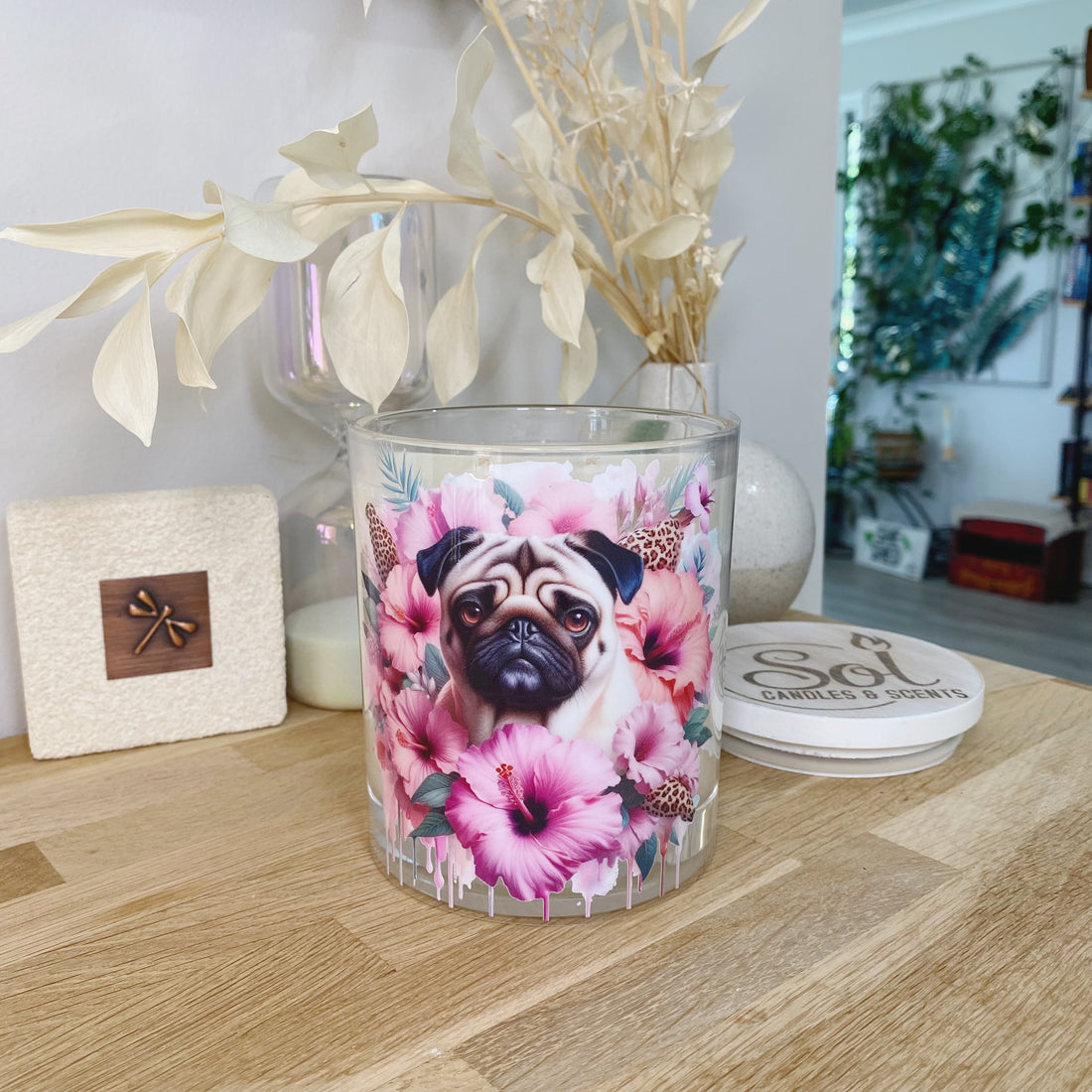 Pug Fawn Hibiscus Xlarge Candle_Sol Candles & Scents