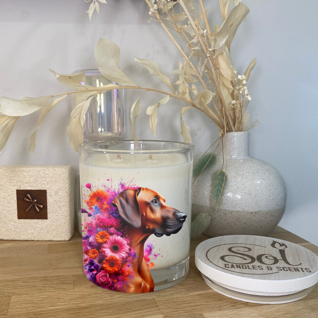 Rhodesian Ridgeback Floral Xlarge Candle