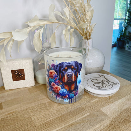 Rottweiler Blue Floral Xlarge Candle