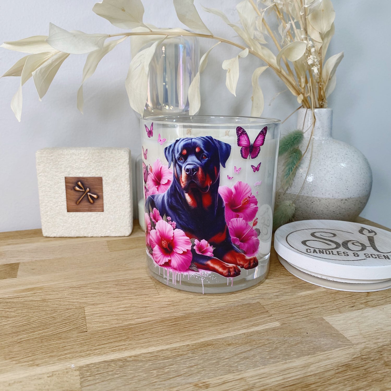 Rottweiler Laying Down Xlarge Candle